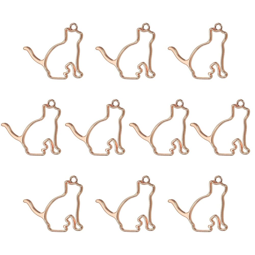 1278 Alloy Open Back Bezel Pendants, 20 Pack Cat Shaped Hollow Mold Resin